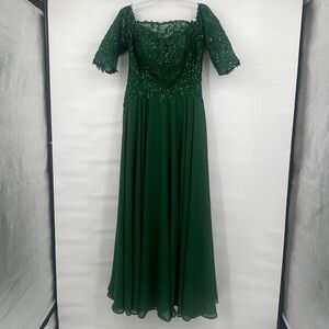 Missacc nwt green lace top formal flowy skirt dress